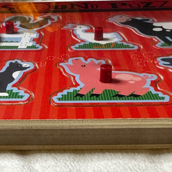 2 NEW Melissa & Doug Zoo & Farm Animals Wooden Peg Sound 8pc Puzzles 🧩 2Yrs+ - Picture 13 of 16